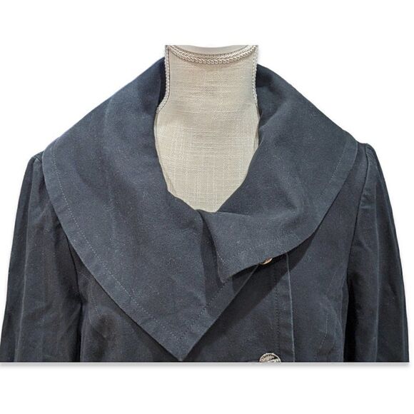 St. John Sport Double Breasted Asymmetric Big Collar Coat Black Jacket Size M - Picture 2 of 13